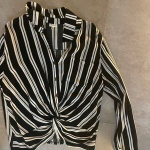 Elegant Black and White Striped Button Down Shirt